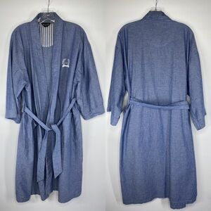 Christian Dior Monsieur Men's Vintage Chambray Denim Belted Cotton Robe One Size